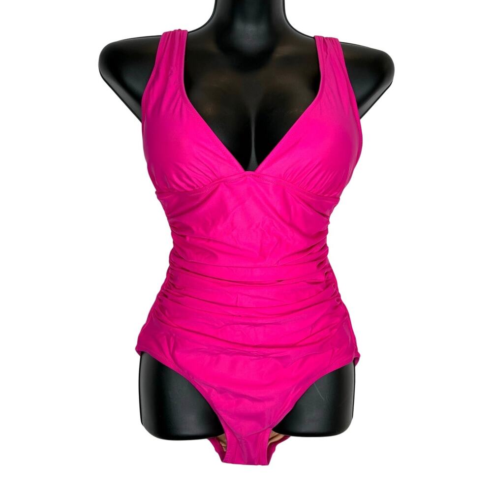 J.Crew Ruched One-Piece Pink Swimsuit - Size 8